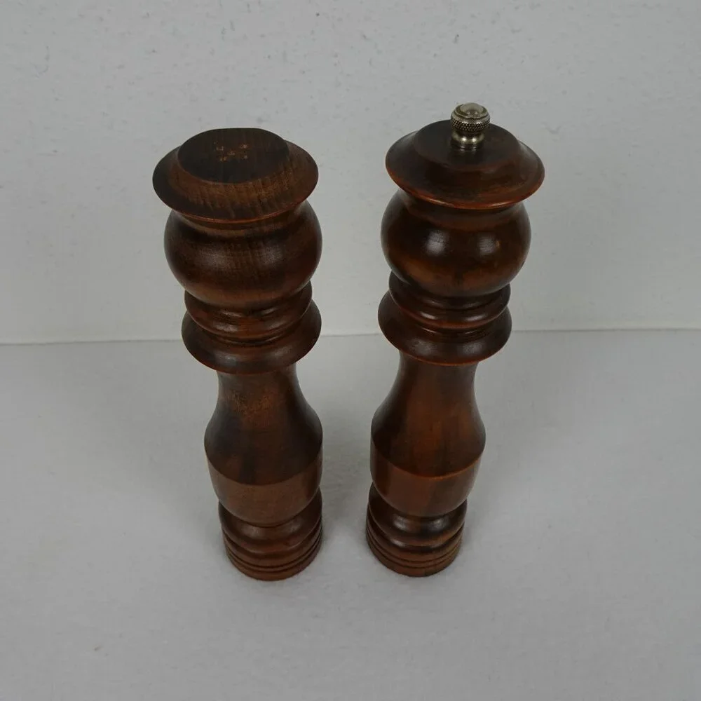 Woodcrest By Styson Wooden Salt Shaker Pepper Grinder 10 Inches MCM Vintage